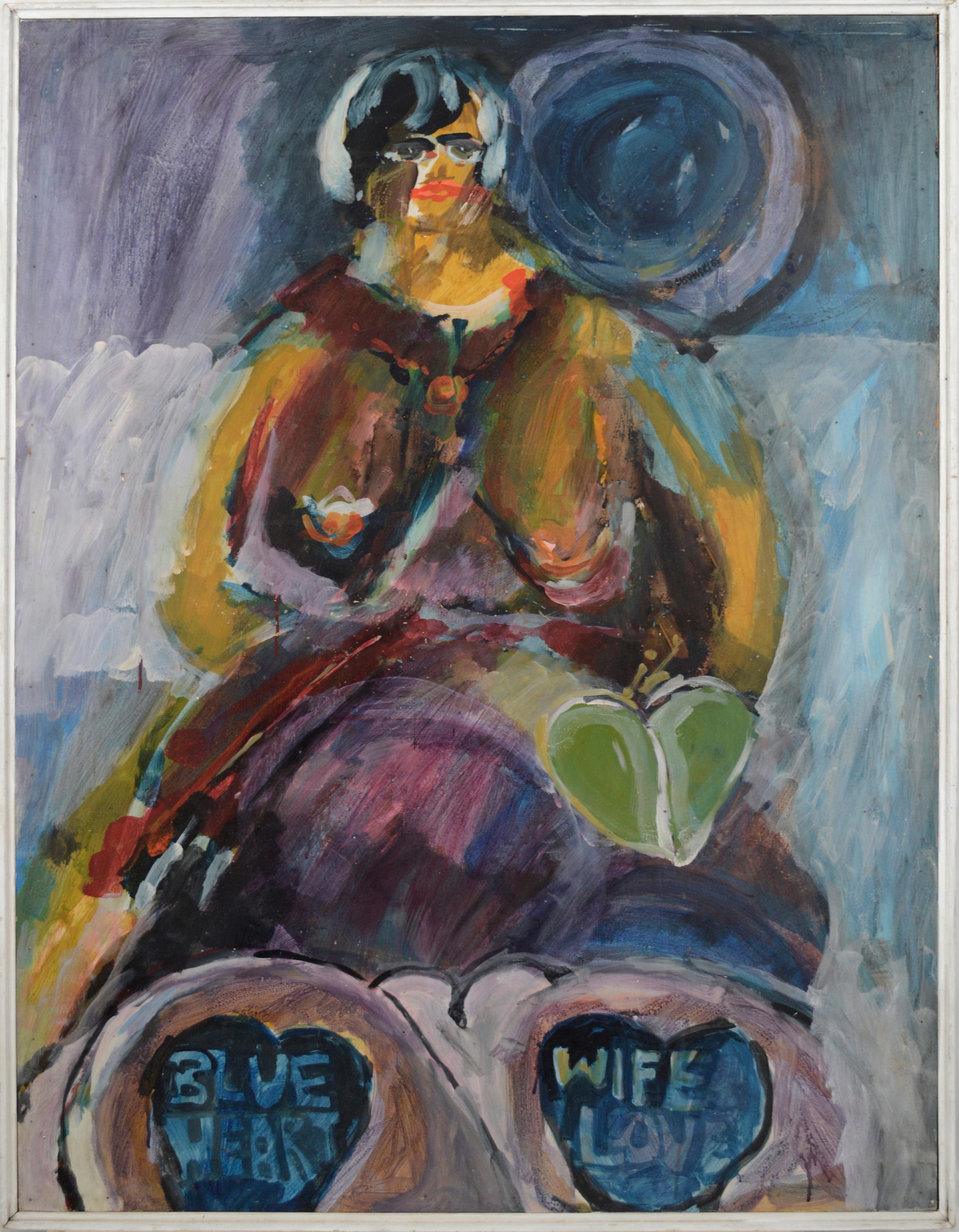 "Blue Heart Wife Love", école figurative de San Francisco -Joe Lysowski "Prankster"