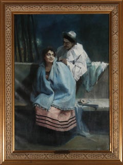 Joseph Sacre - Framed Early 20th Century Oil, Romance at Midnight
