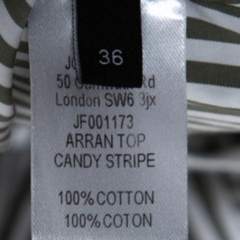 Joseph Sage Green Candy a righe in cotone Arran Wrap Top S In condizioni ottime in vendita a Dubai, Al Qouz 2