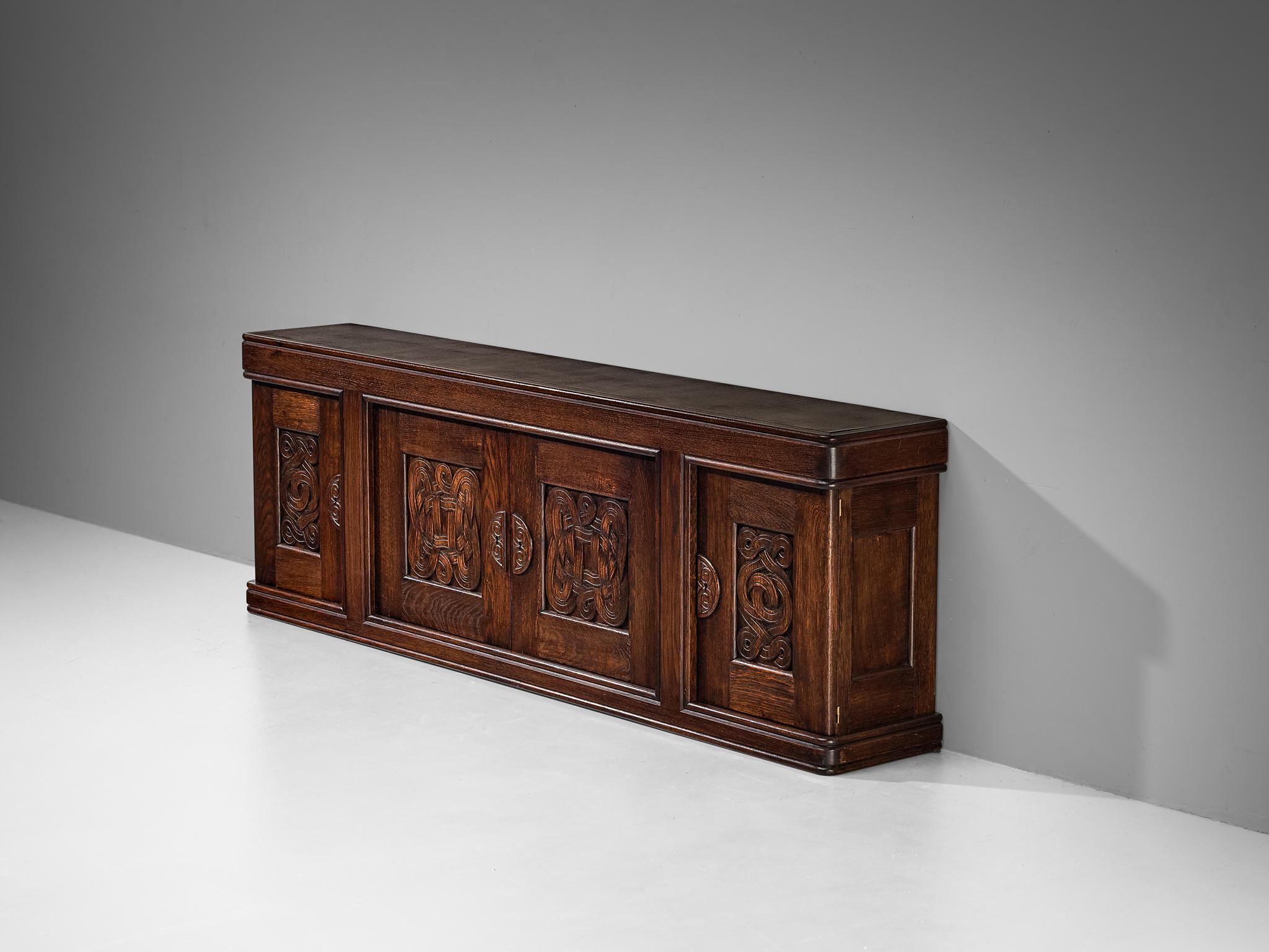 Joseph Savina Cabinet with Intricate Carvings in Oak  For Sale 4