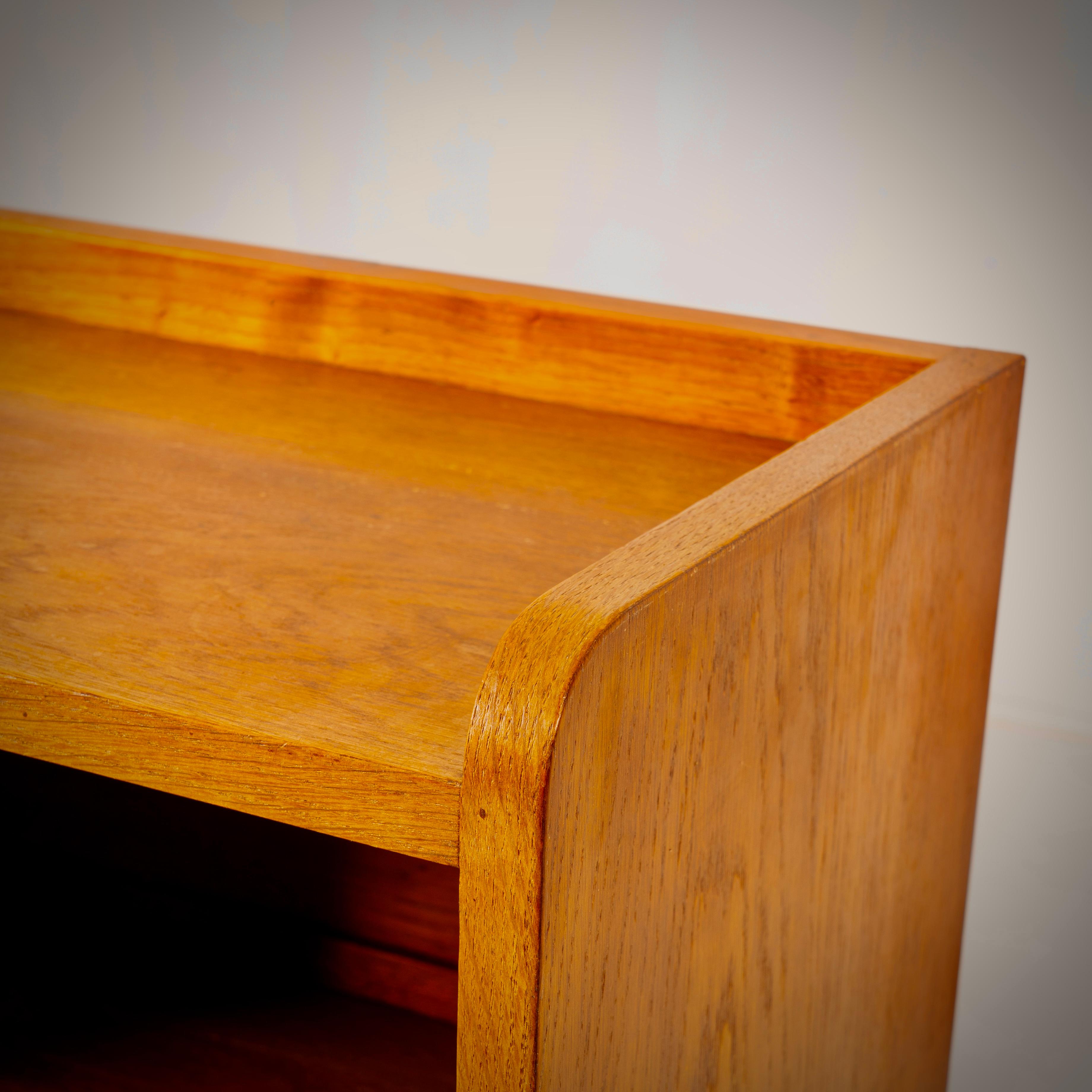 Wood Joseph Savina pair of bedsides tables, oak, Britany, circa 1940 For Sale