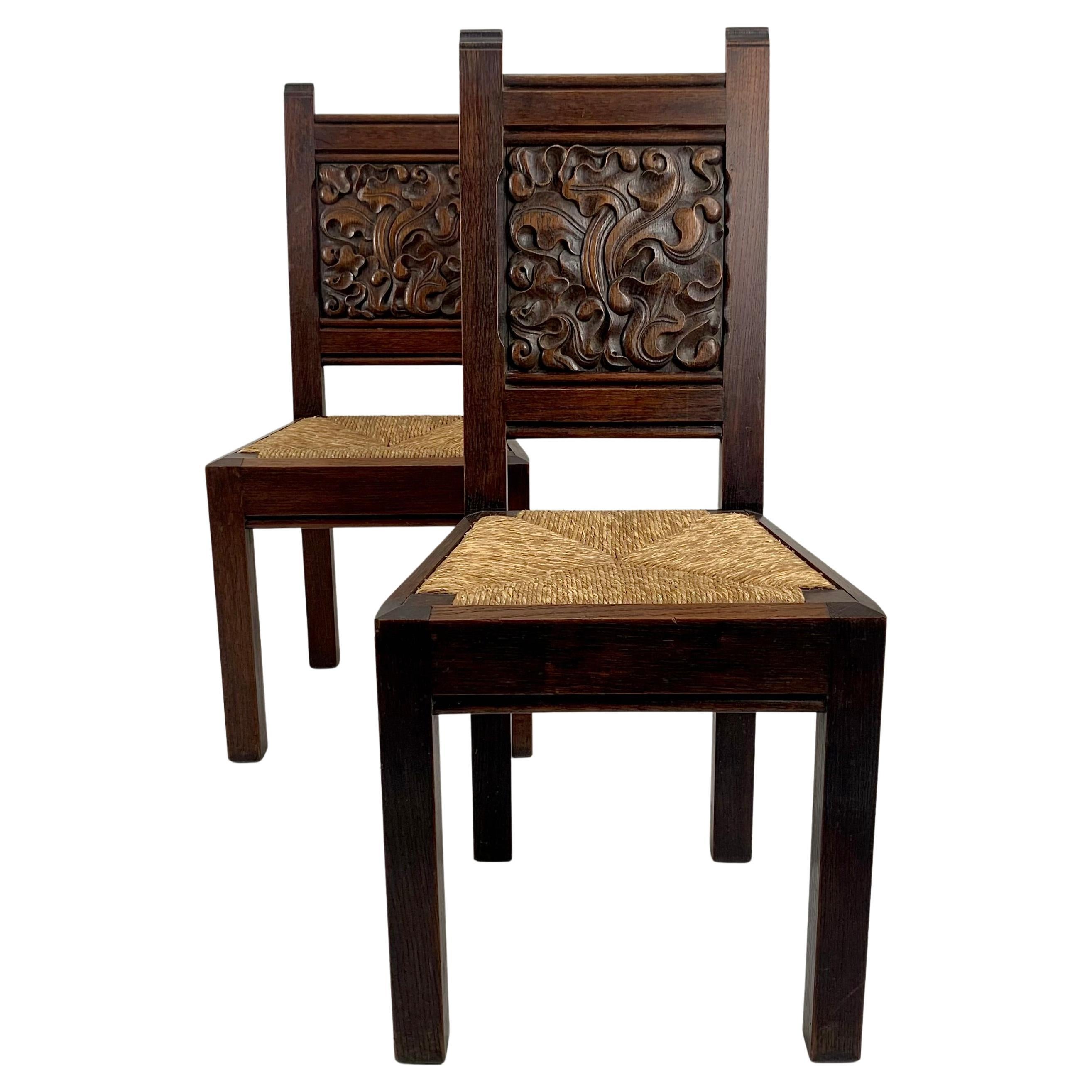 Joseph Savina Rare Pair Of Dining Chairs, Saint-Gonery Model, c.1940, France.