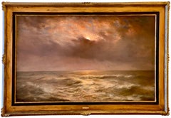 Coucher de soleil sur la mer par Joseph Schippers (1868 - Anvers - 1950) signé et daté 1936