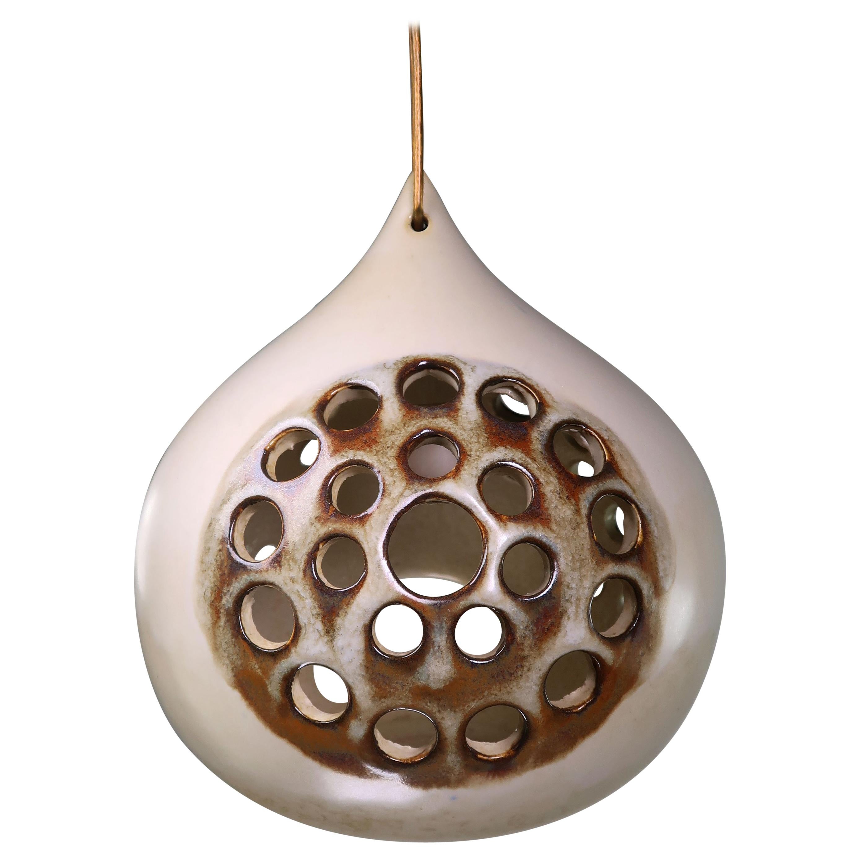 Joseph Simon Earthcolored Stoneware Lantern Pendant, Denmark, 1960s For Sale