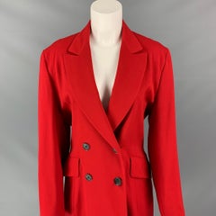 JOSEPH Talla 2 Abrigo rojo de lana con solapa de pico y doble botonadura