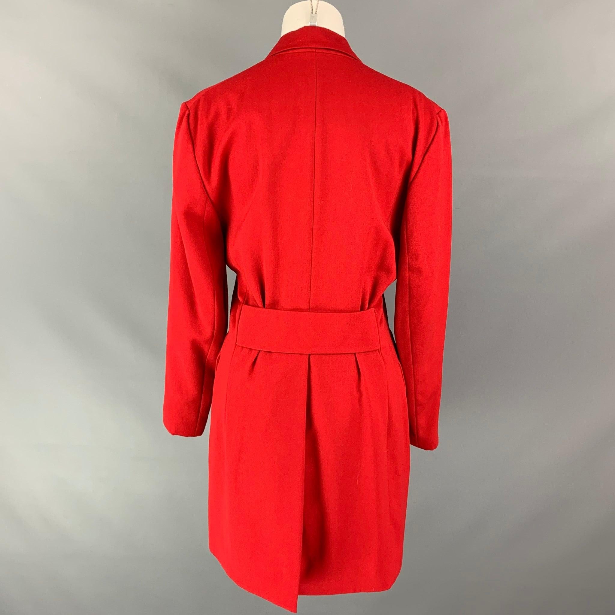 Women's JOSEPH Size 2 Red Wool Peak Lapel Double Breasted Coat For Sale
