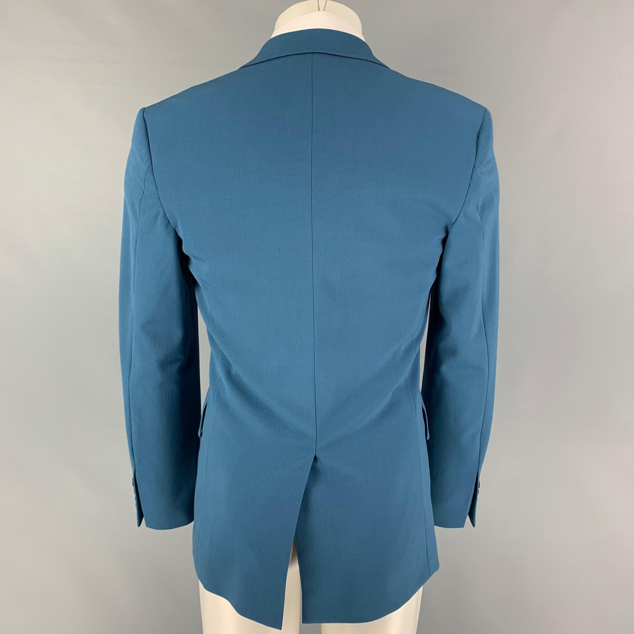 JOSEPH Size 38 Teal Polyester Blend Notch Lapel Sport Coat In Good Condition For Sale In San Francisco, CA