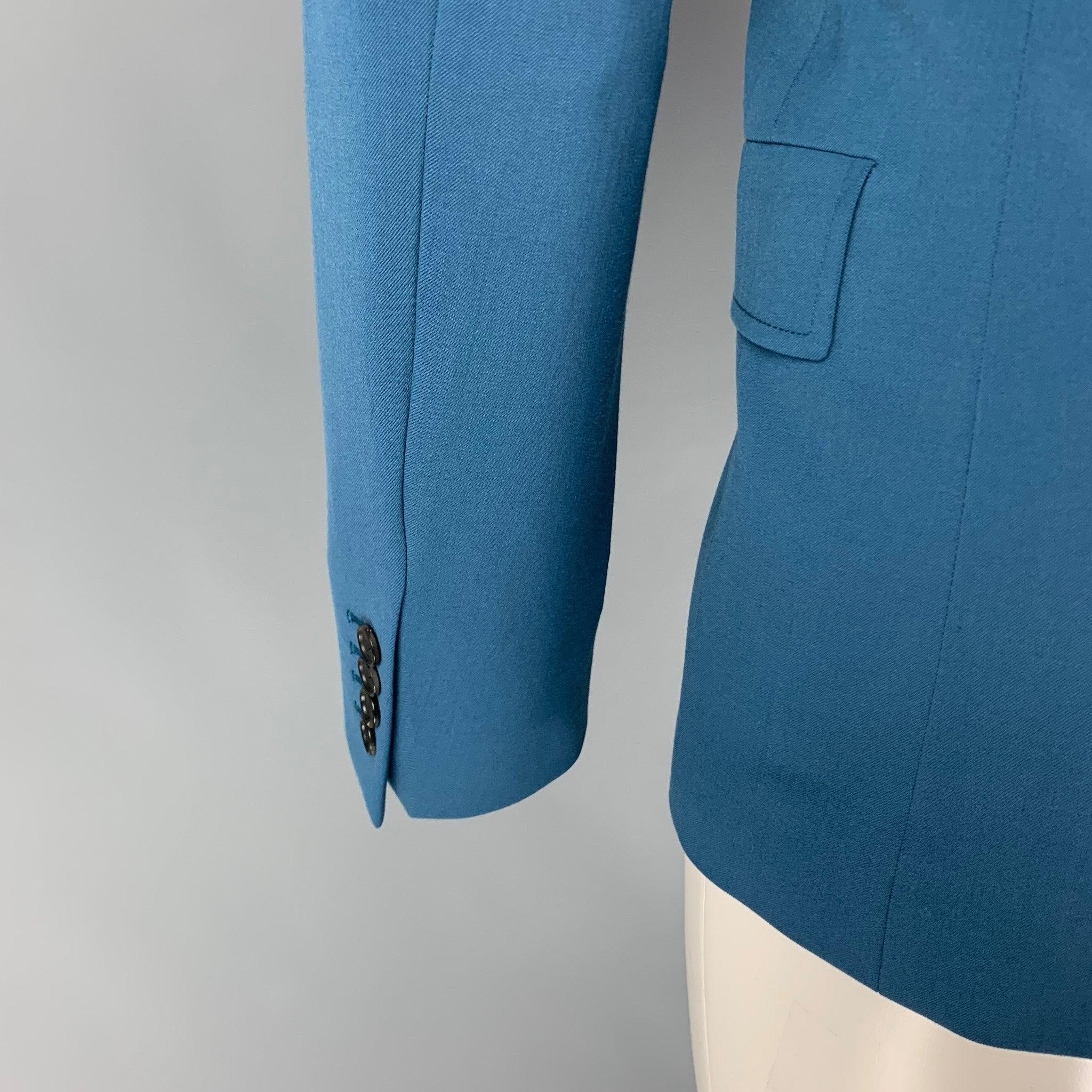 Men's JOSEPH Size 38 Teal Polyester Blend Notch Lapel Sport Coat For Sale