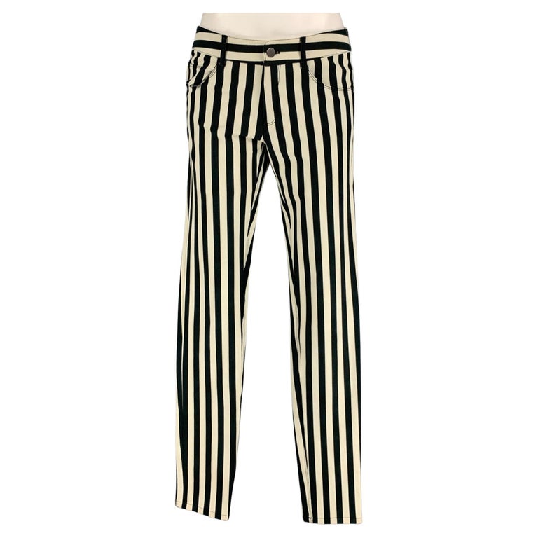 JOSEPH Size 6 Black White Cotton Stripe Skinny Jeans For Sale at 1stDibs