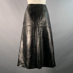 JOSEPH Taille 8 Jupe mi-mollet en cuir d'agneau noir