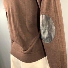 JOSEPH Size L Brown Solid Wool Blend Crew-Neck Pullover