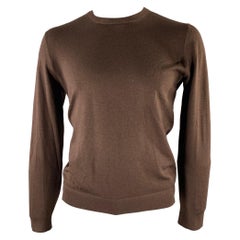 JOSEPH Size L Brown Solid Wool Blend Crew-Neck Pullover