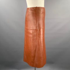 JOSEPH Size L Tan Leather Lambskin Skirt