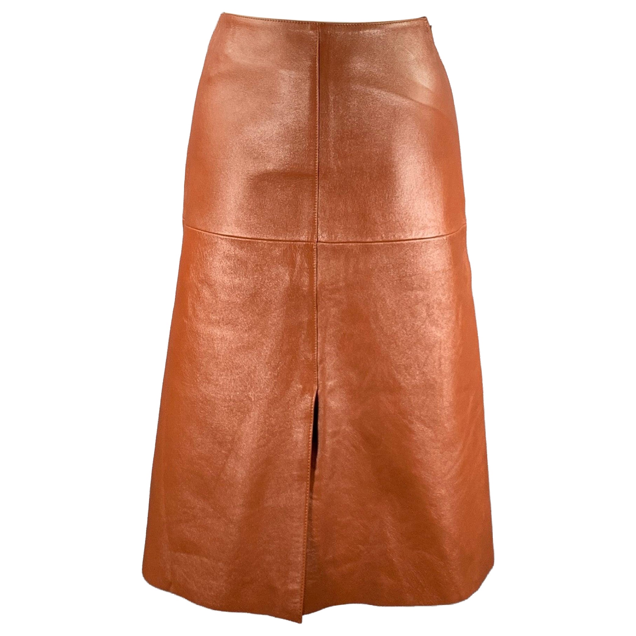 JOSEPH Size L Tan Leather Lambskin Skirt For Sale