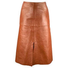 JOSEPH Size L Tan Leather Lambskin Skirt