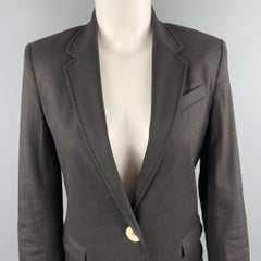 JOSEPH Size M Black Linen Blend Single Button Blazer