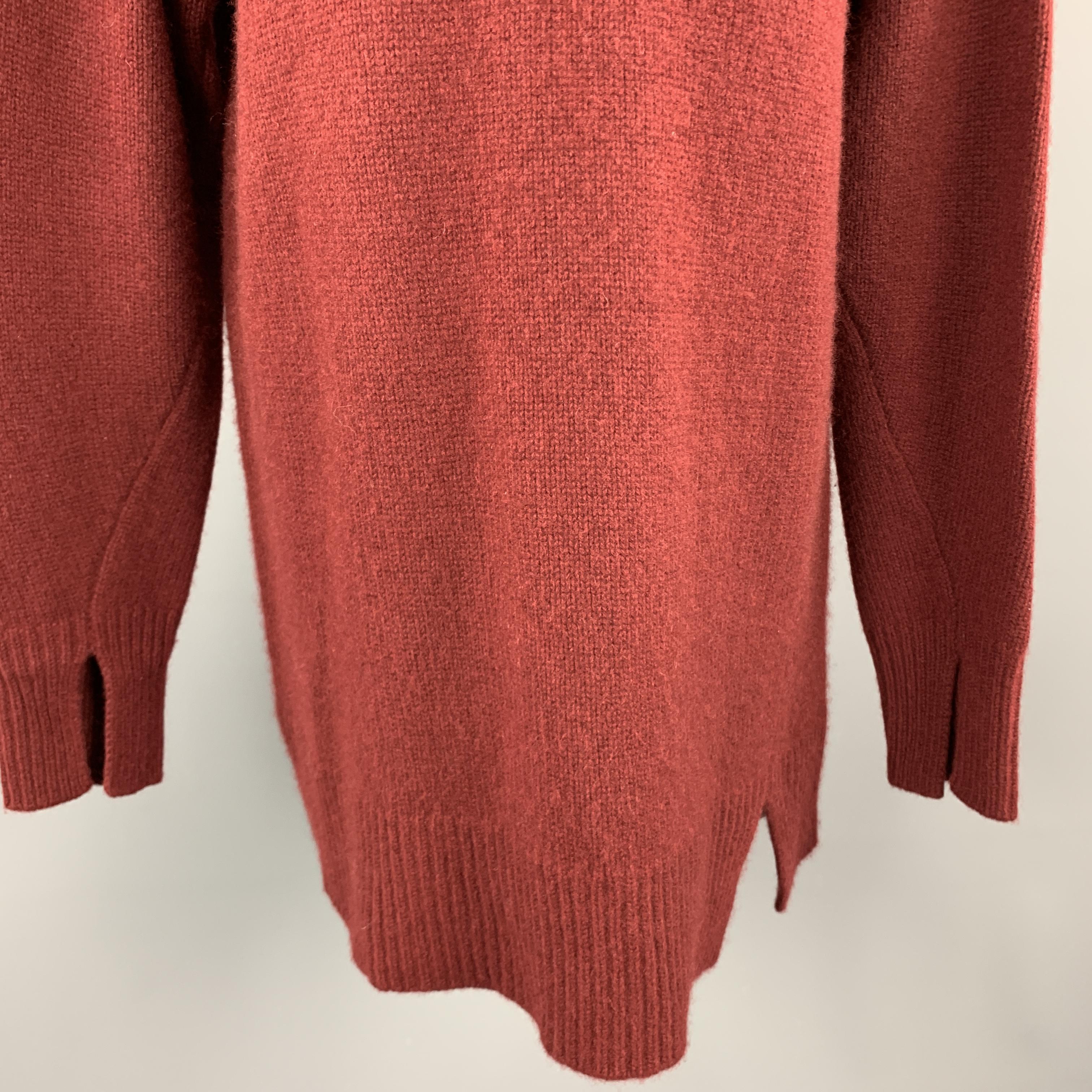 Brown JOSEPH Size M Burgundy Cashmere Oversized Turtleneck Sweater