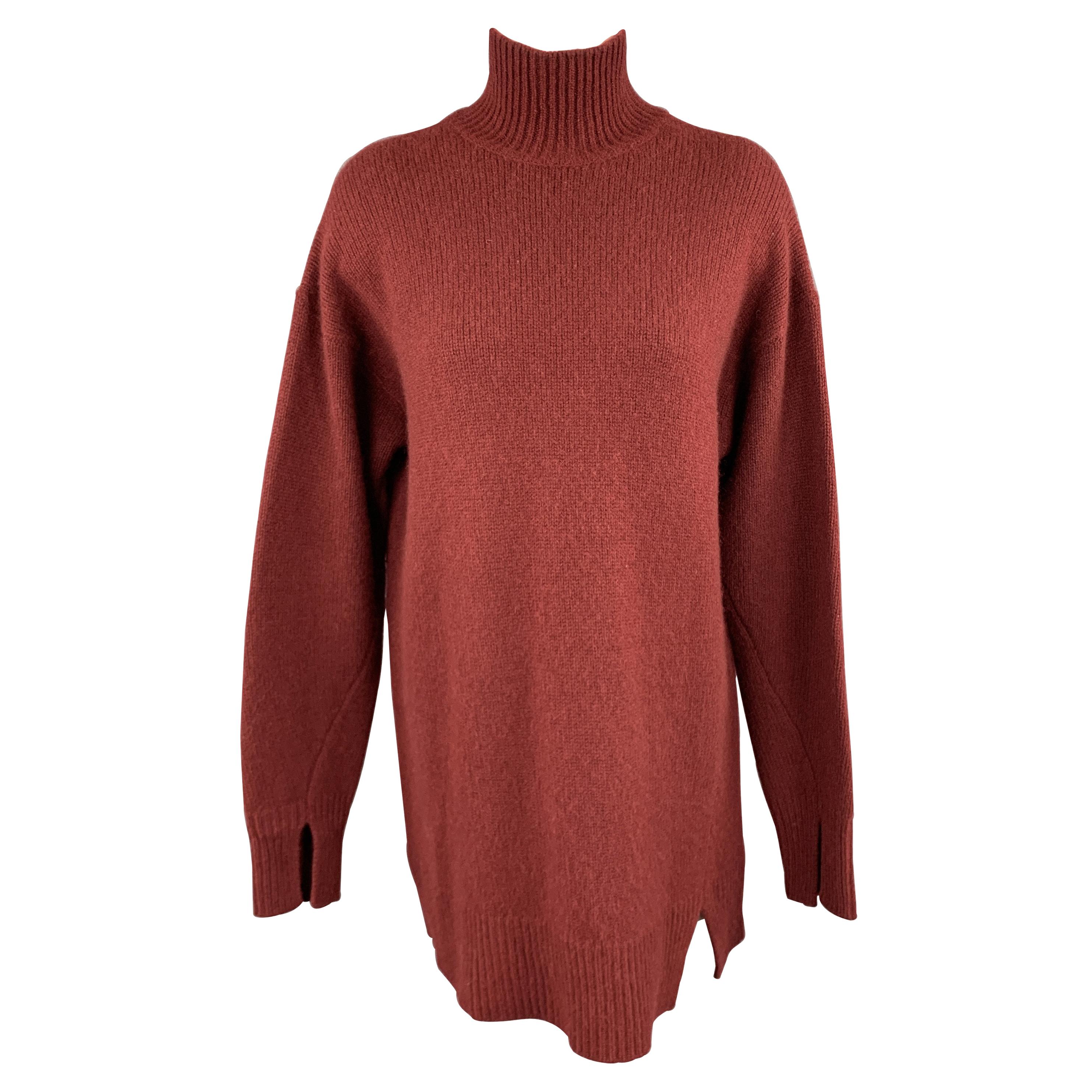 JOSEPH Size M Burgundy Cashmere Oversized Turtleneck Sweater