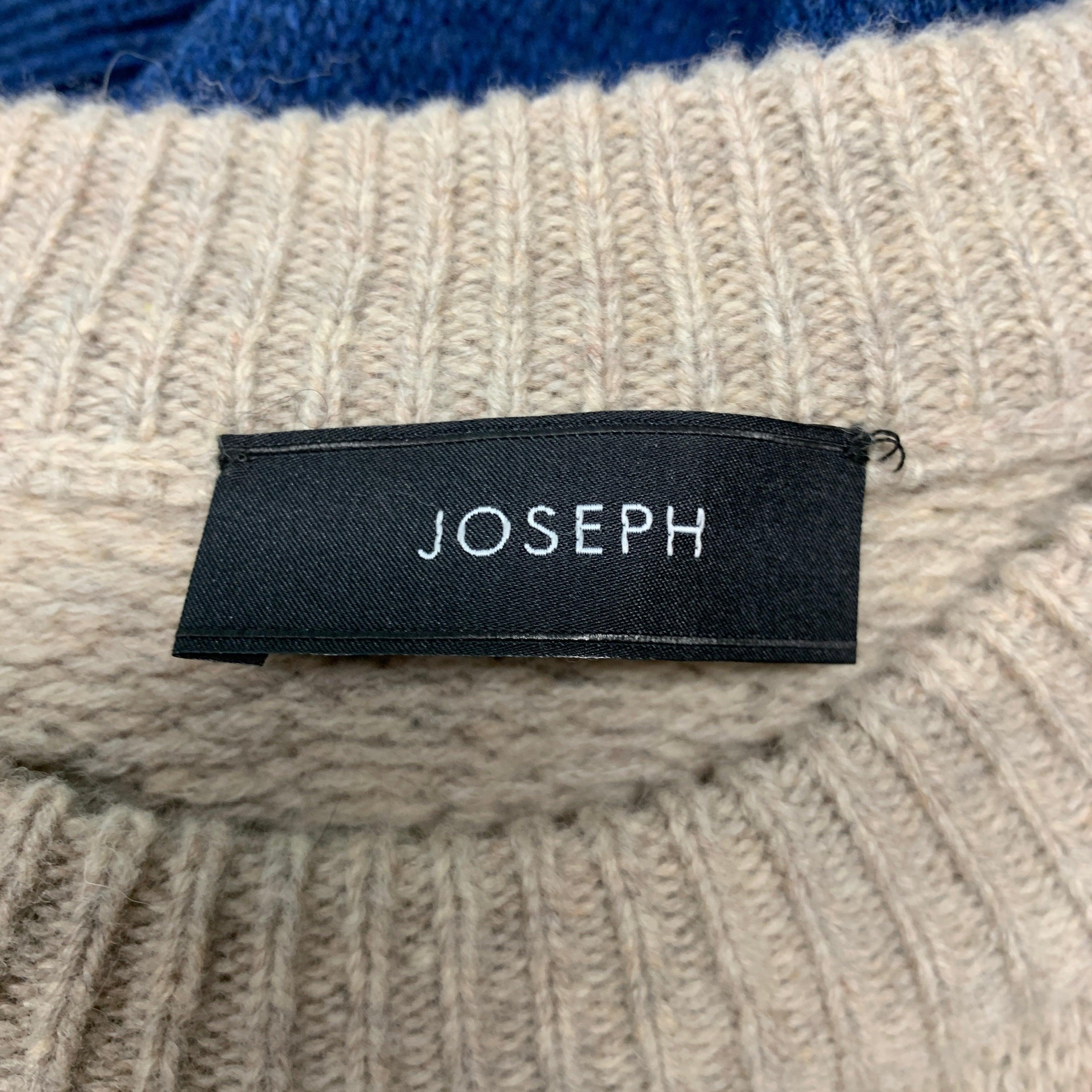 JOSEPH Size M Grey Blue Fair Isle Wool Crew-Neck Sweater For Sale 3