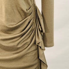 JOSEPH Größe S Olivgrünes Wollkleid mit gerafftem Seitenreißverschluss Midikleid