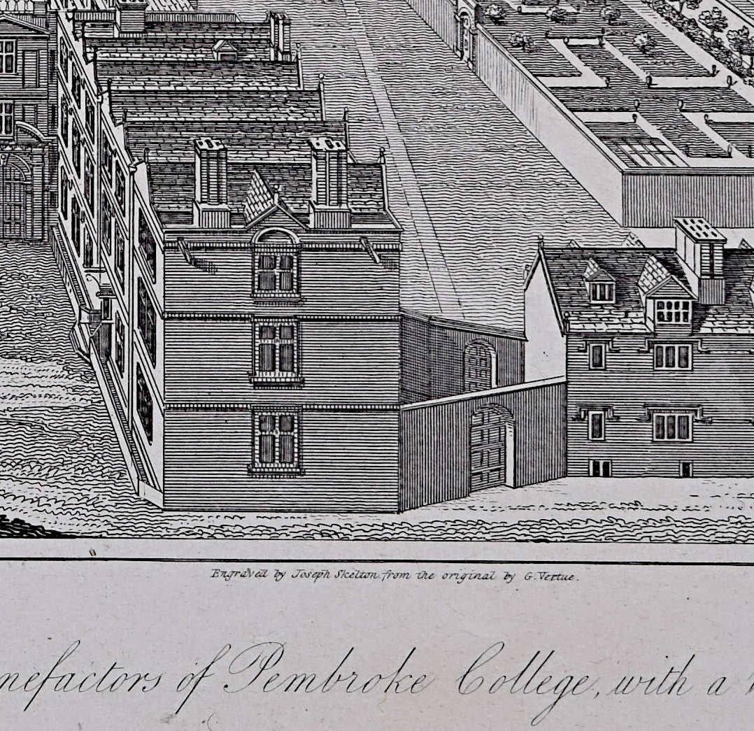 Pembroke College, Oxford engraving by Joseph Skelton after G Vertue For Sale 2