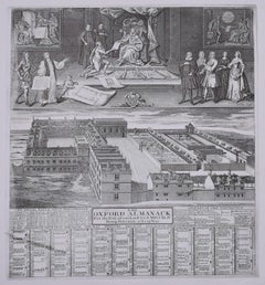 Antique The Oxford Almanack 1744, engraving by Joseph Skelton after G Vertue