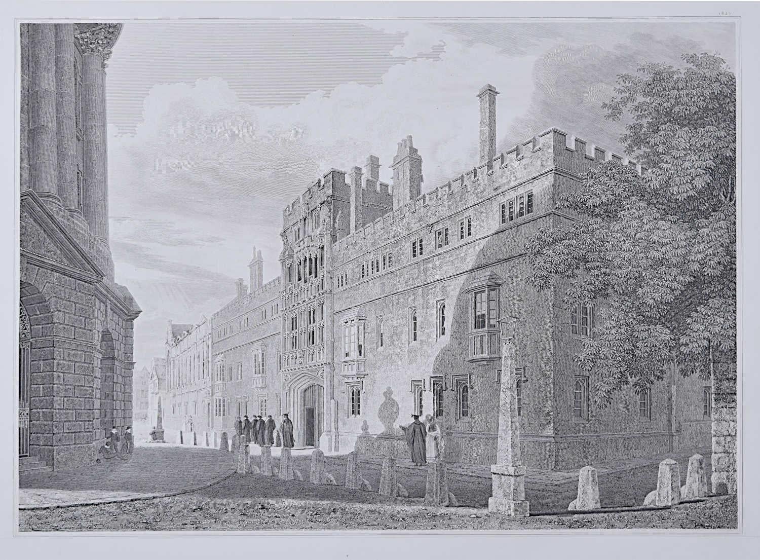 Joseph Skelton after Frederick Mackenzie Interior Print - Brasenose College, Oxford and the Radcliffe Camera engraving by Joseph Skelton