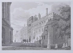 Brasenose College, Oxford y la Radcliffe Camera grabado por Joseph Skelton