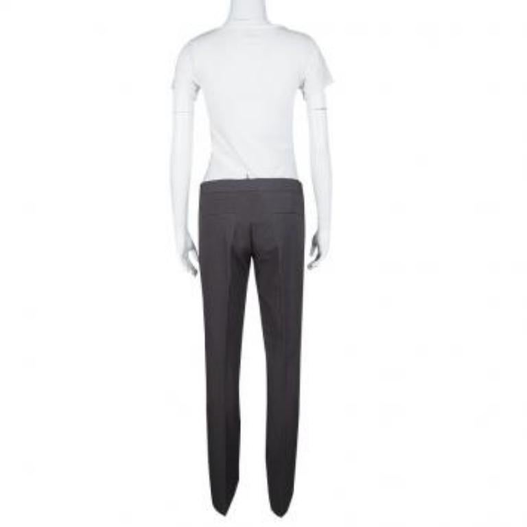 Joseph Slate Grey Stretch Gabardine Finley pantalon ajusté régulier L Bon état - En vente à Dubai, Al Qouz 2