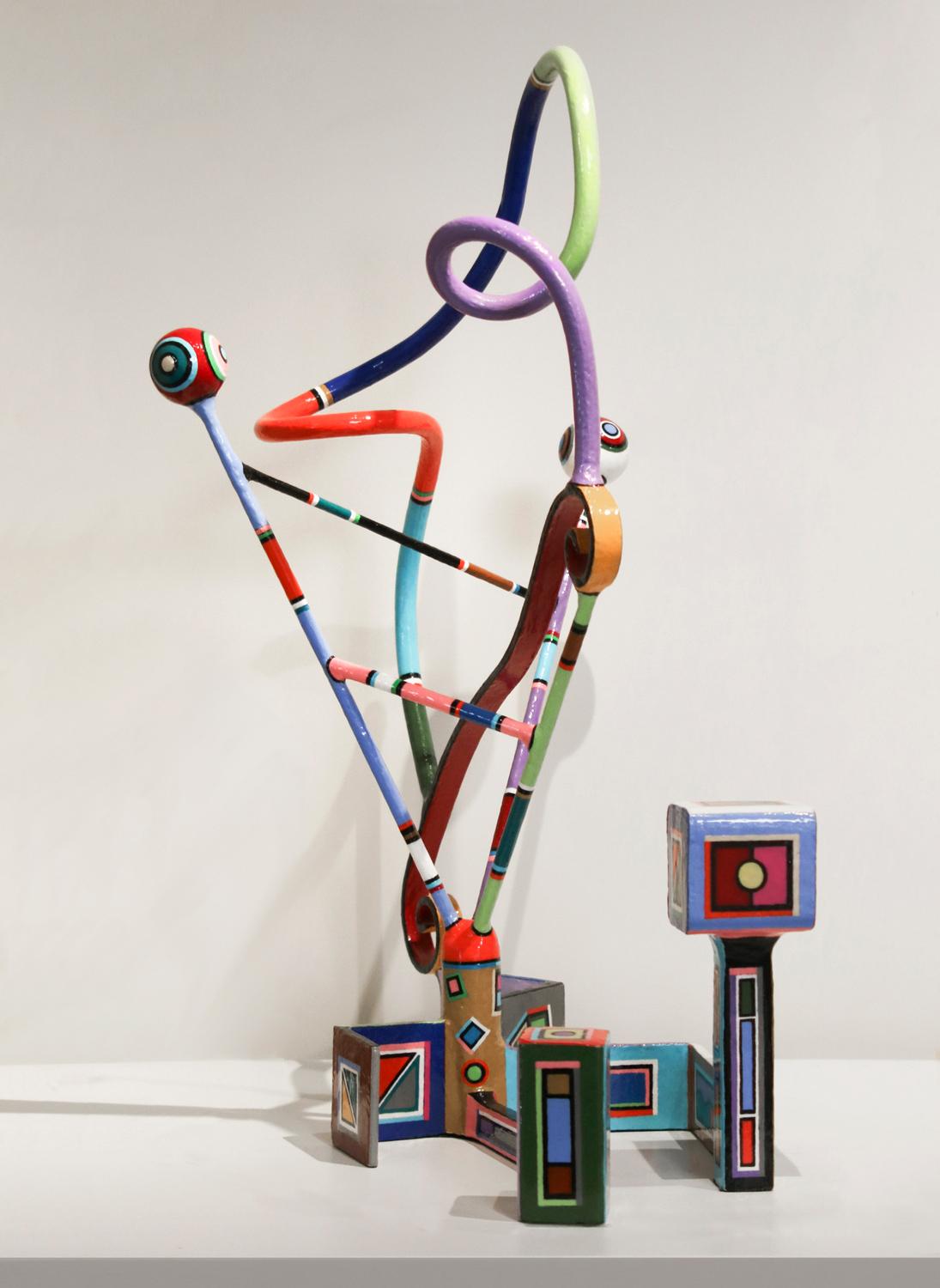 „Katumba“ farbenfrohe Sockelskulptur – Sculpture von Joseph Slusky