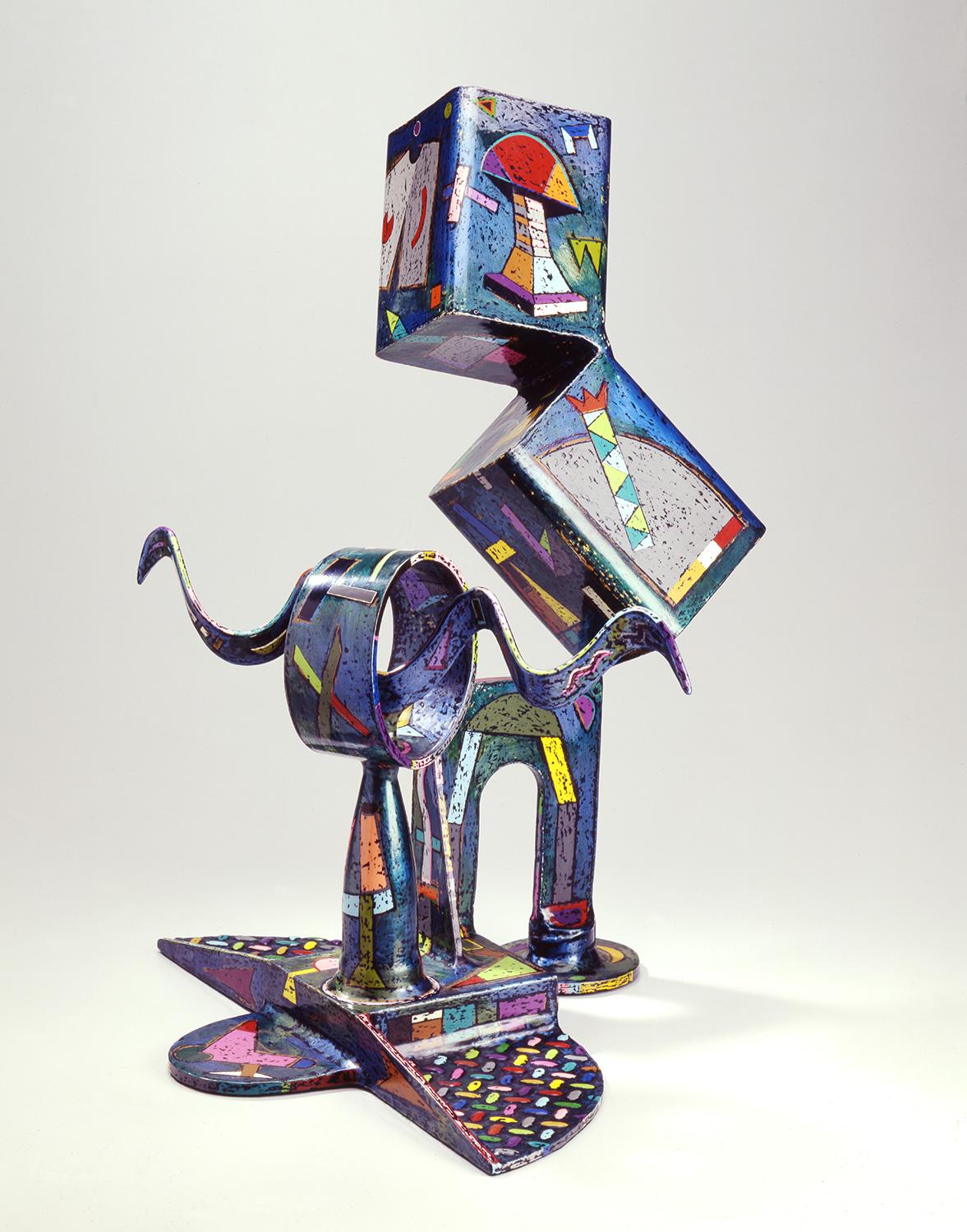Joseph Slusky Abstract Sculpture - "Zongo" colorful abstract sculpture