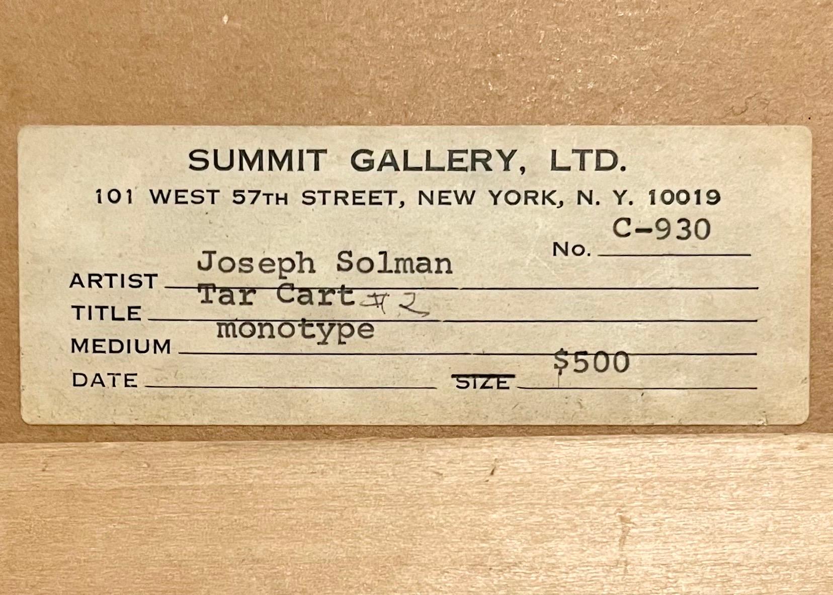 Amerikanisches abstraktes Farb Monotypie-Gemälde Tarwagen #2 Joseph Solman WPA-Künstler im Angebot 4