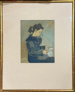 „Figurenstudie“ Joseph Solman, Blau und Sepia, Pastellfarben, sitzende Studie