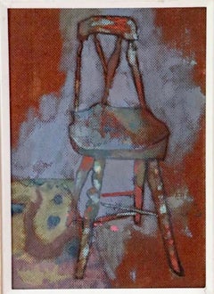 Ölgemälde Innenszene Stuhl mit chinesischem Teppich Joseph Solman Amerikanische Kunst WPA