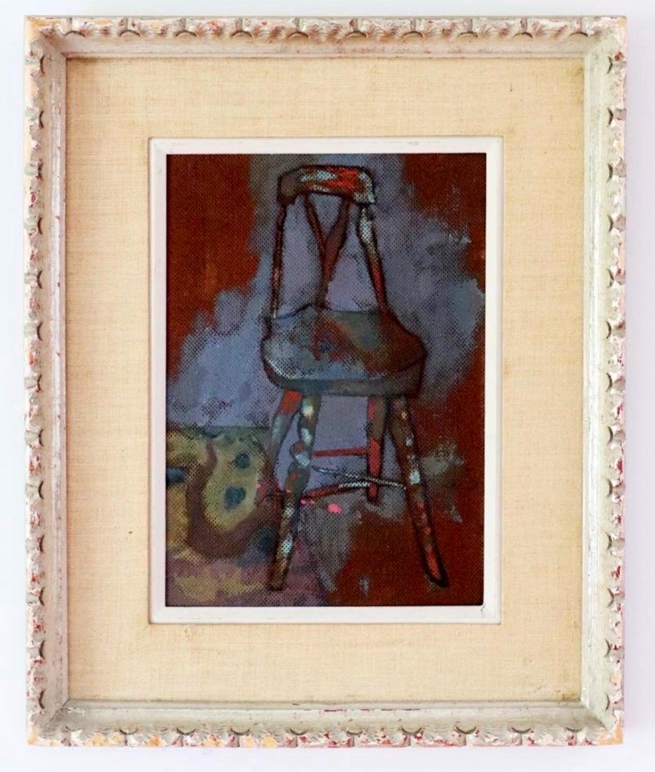 Oil Painting Interior Scene Chair w Chinese Rug Joseph Solman American Art WPA For Sale 5
