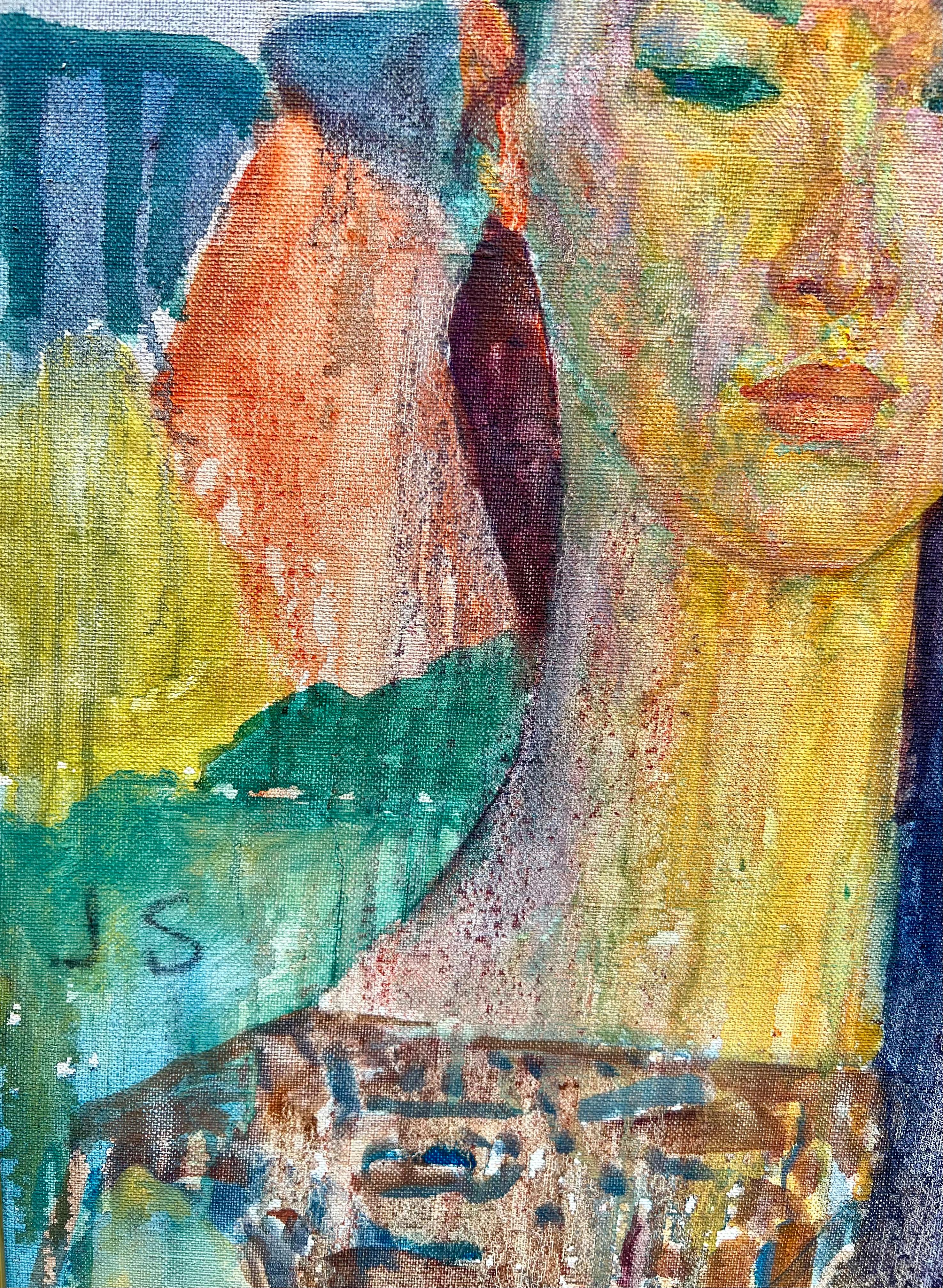 Ritratto di donna seduta - Figurative Painting Marrone di Joseph Solman