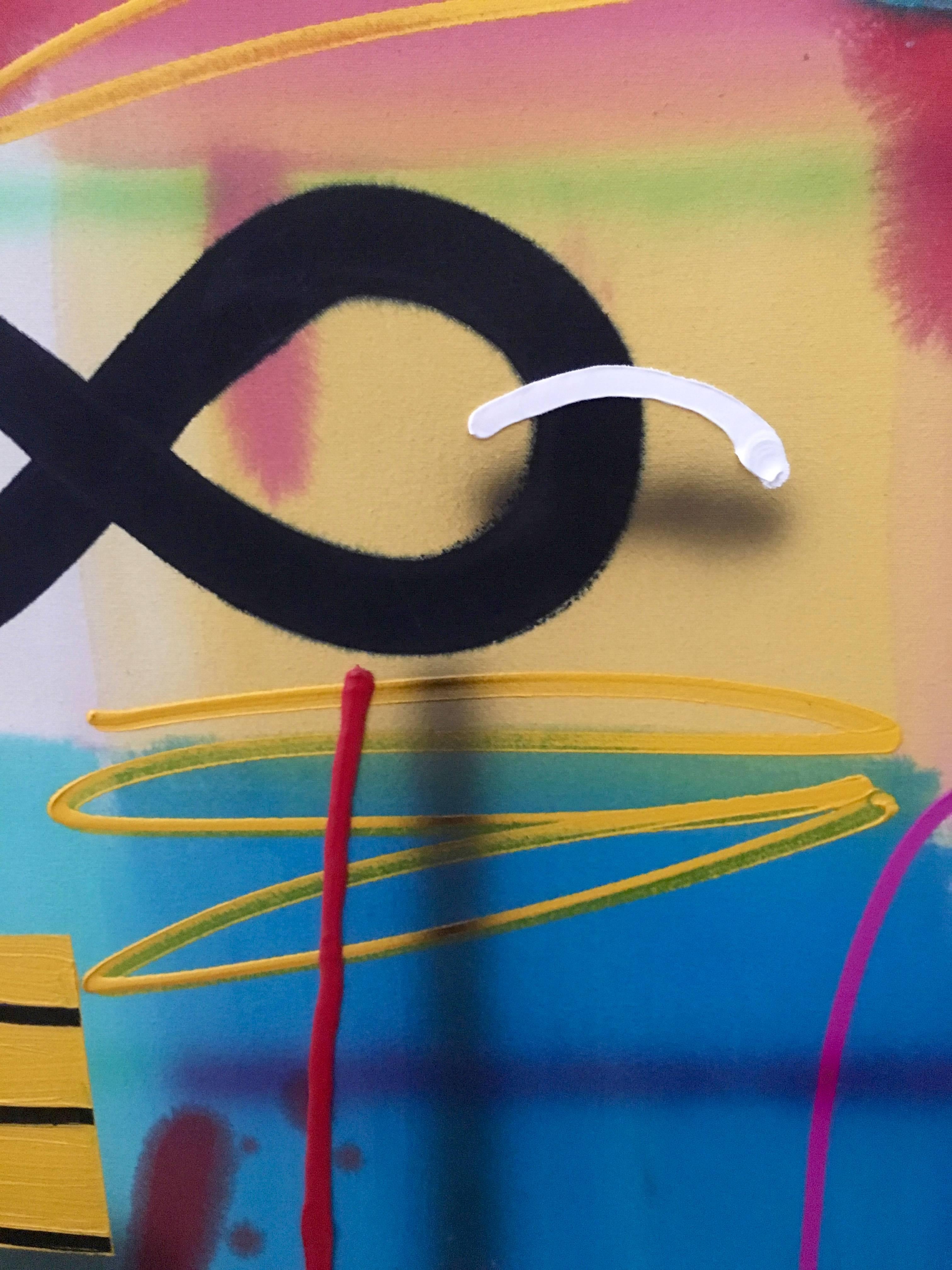 Ohne Titel, East Village Graffiti-Kunst (Pink), Abstract Painting, von Joseph Stabilito