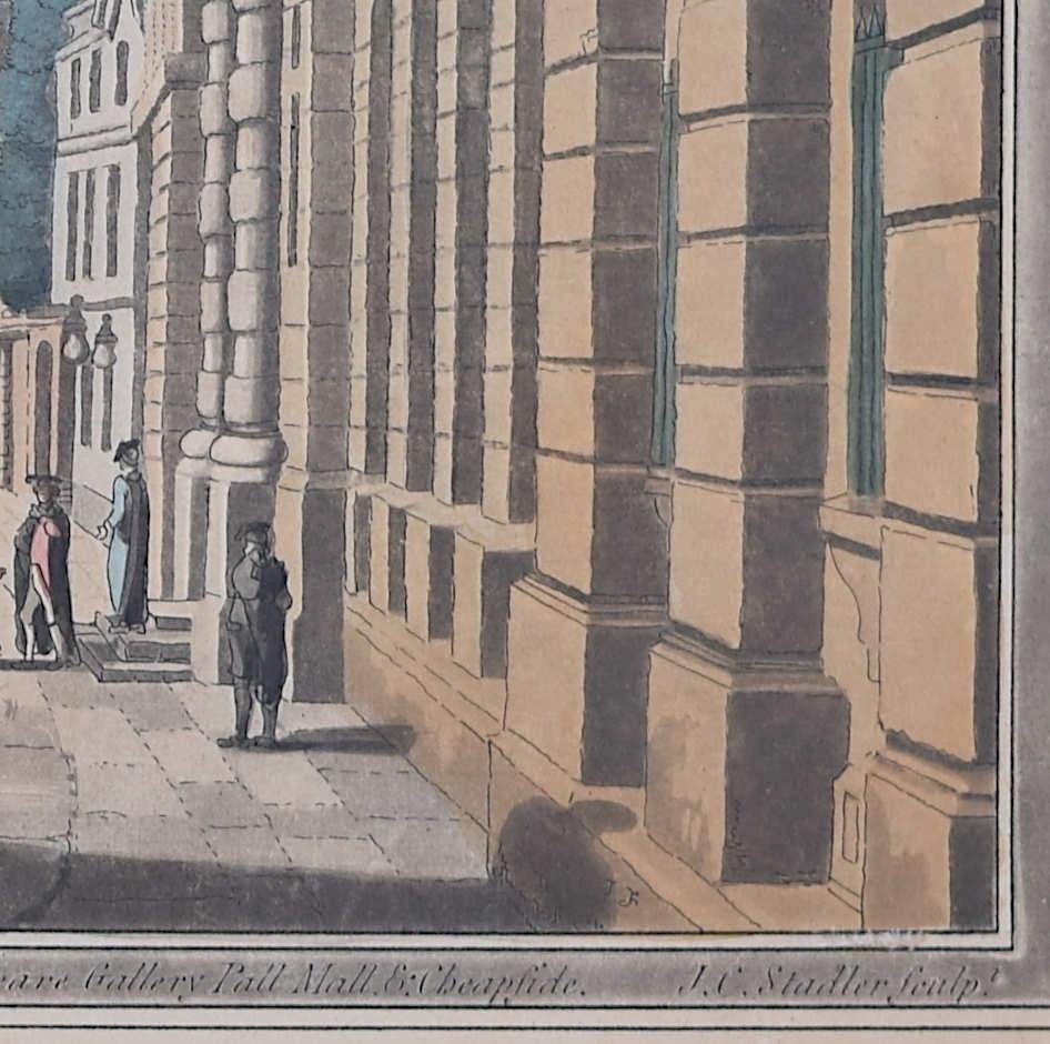 La High Street avec Queen's & University College, par Stadler d'après Farington - Gris Landscape Print par Joseph Stadler