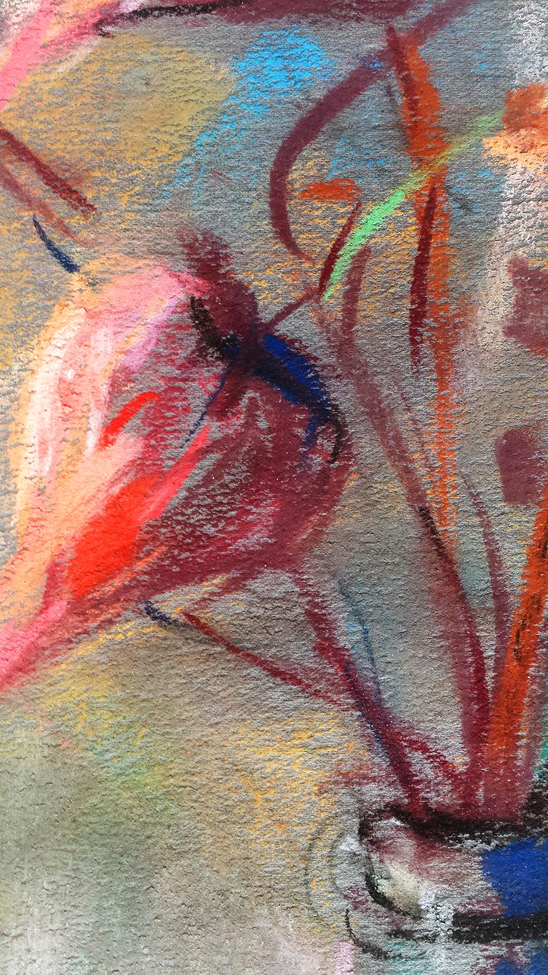 Joseph Stella crée une nature morte magnifique et colorée, rendue avec des couleurs vives et expressives et des coups de pinceau rapides et spontanés. Signé en bas à droite  Joseph Stella Encadré sous verre