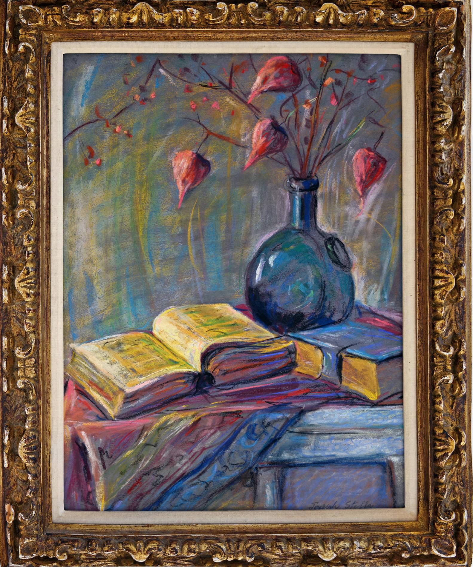 Joseph Stella creates a beautiful and colorful still life rendered in lush expressive bright colors and quick spontaneous bravura brushstrokes.. Signed Lower Right  Joseph Stella Framed under glass