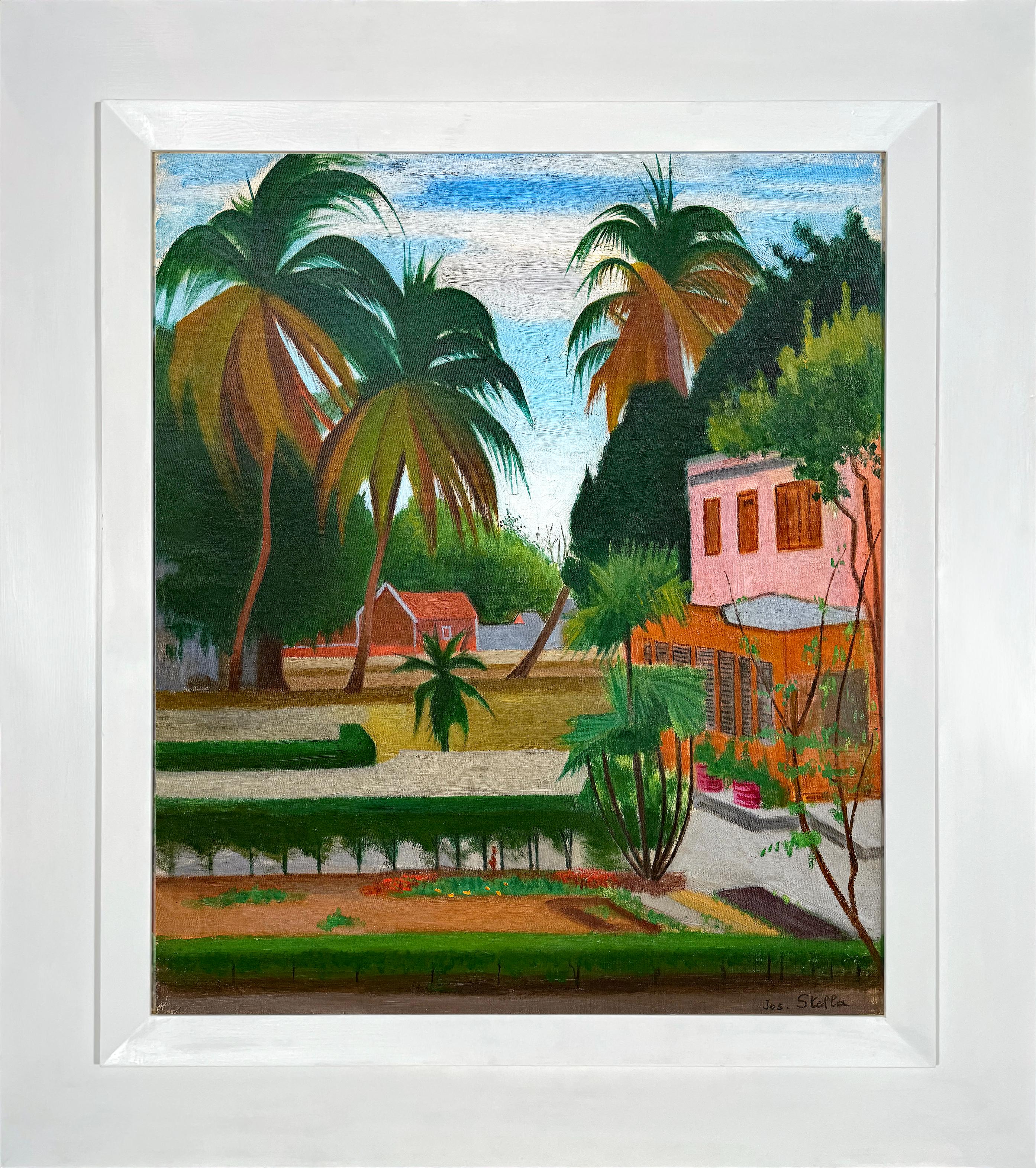 Barbados Palms - American Modern Painting by Joseph Stella