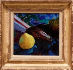 "Lemon and Eggplant Still Life" Joseph Stella, American Modernism, Colorful