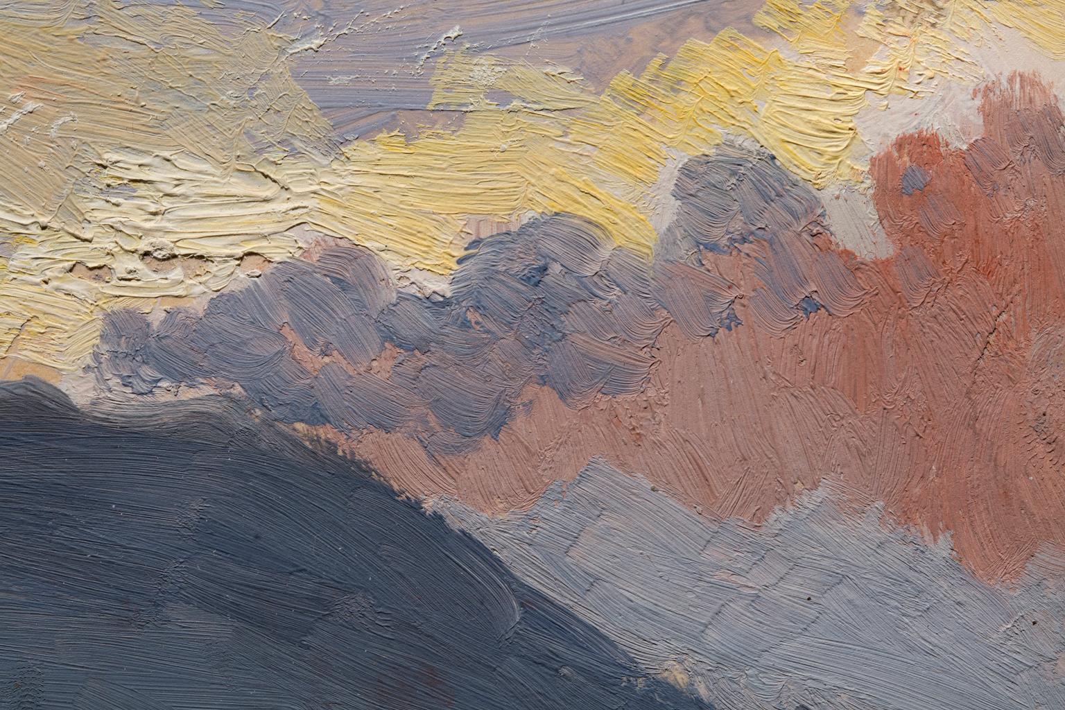 „Study of Mt. Vesuvius“ Öl auf Leinwand, Blaue Töne, Landschaft (Amerikanische Moderne), Painting, von Joseph Stella