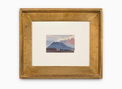 "Study of Mt. Vesuvius" Oil on Canvas, Blue Tones, Landscape