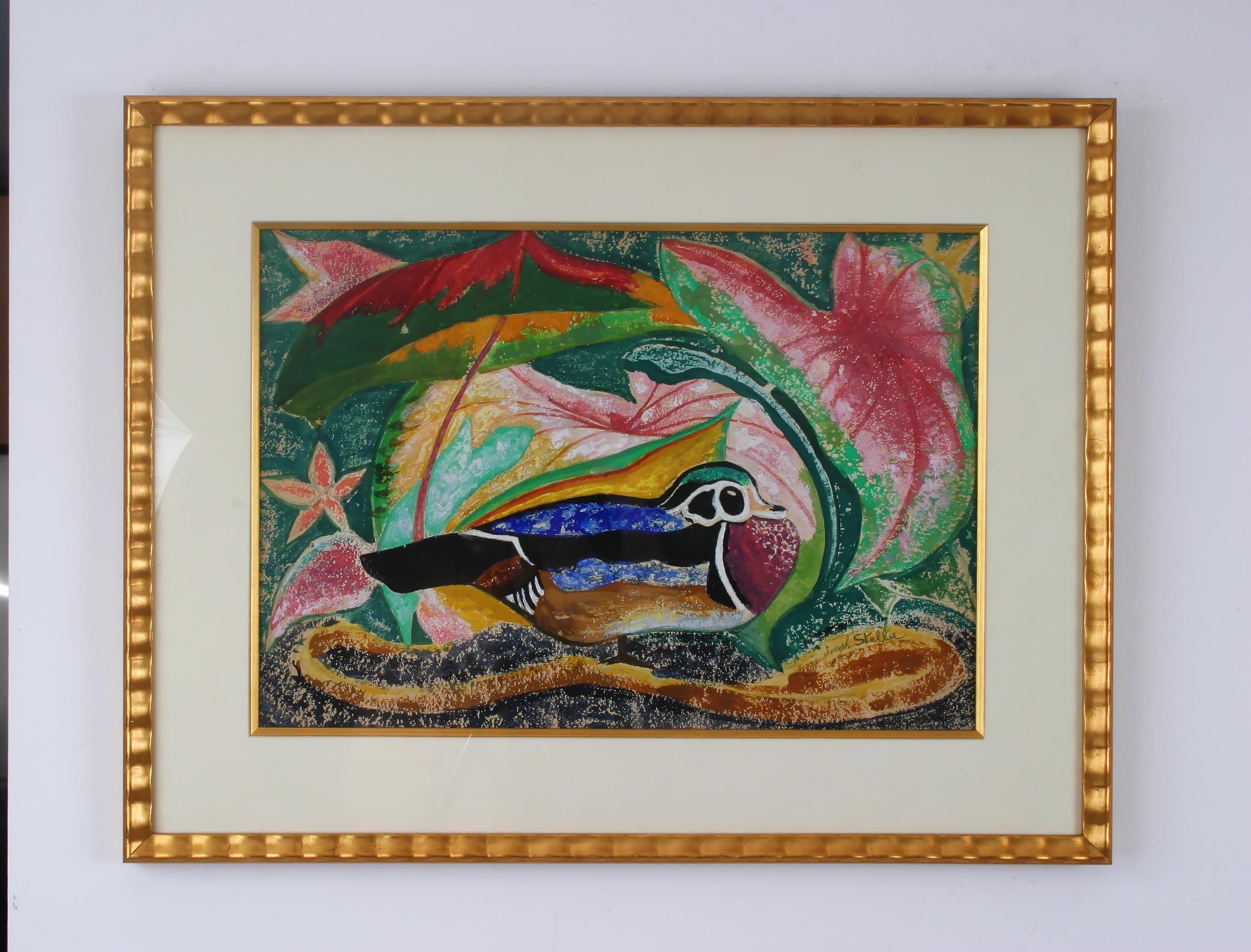 Lily d'eau et chouette de bois - Barbade - Futuriste Painting par Joseph Stella