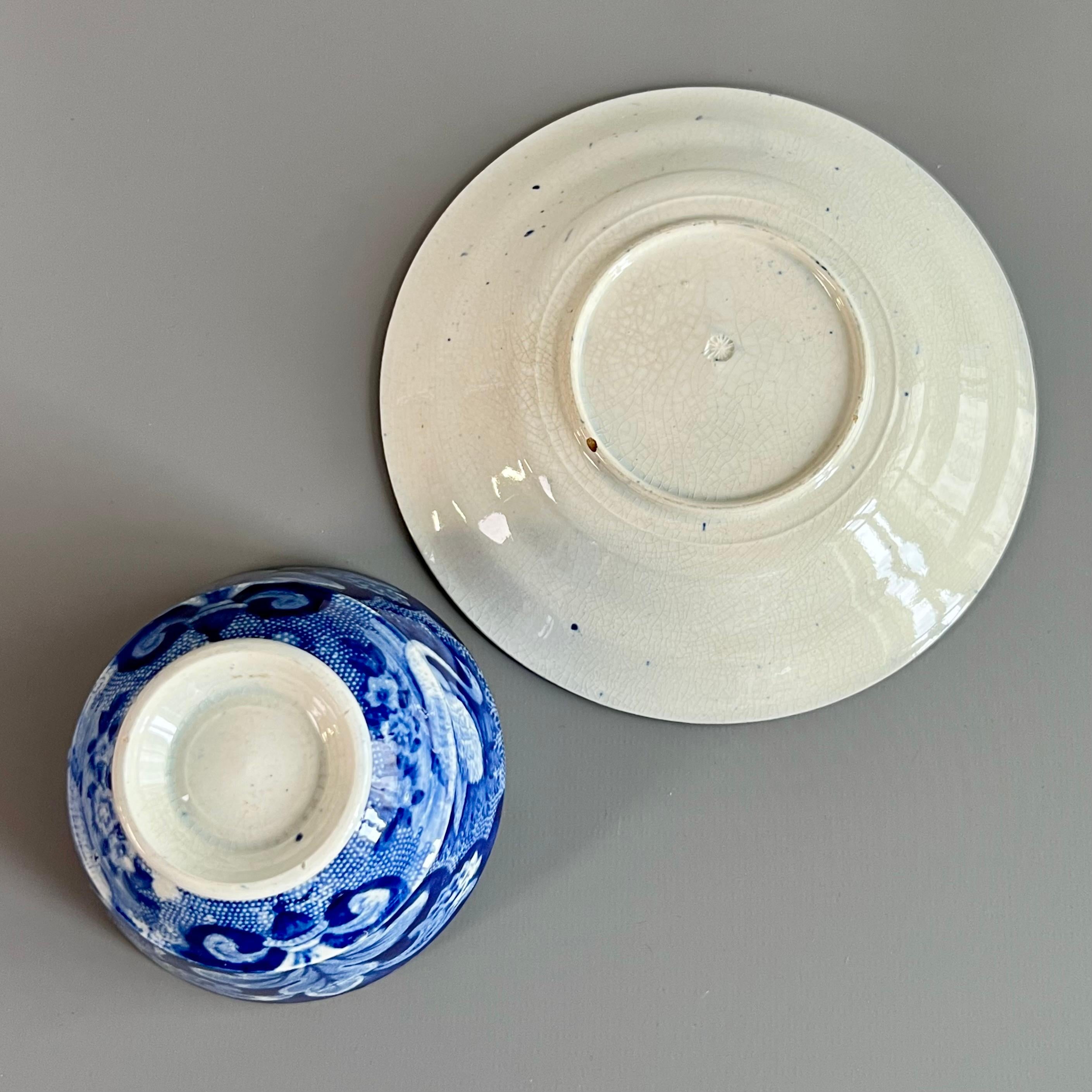 Joseph Stubbs Pearlware Tea bowl, Blue and White with Swans, Regency, circa 1825 For Sale 6