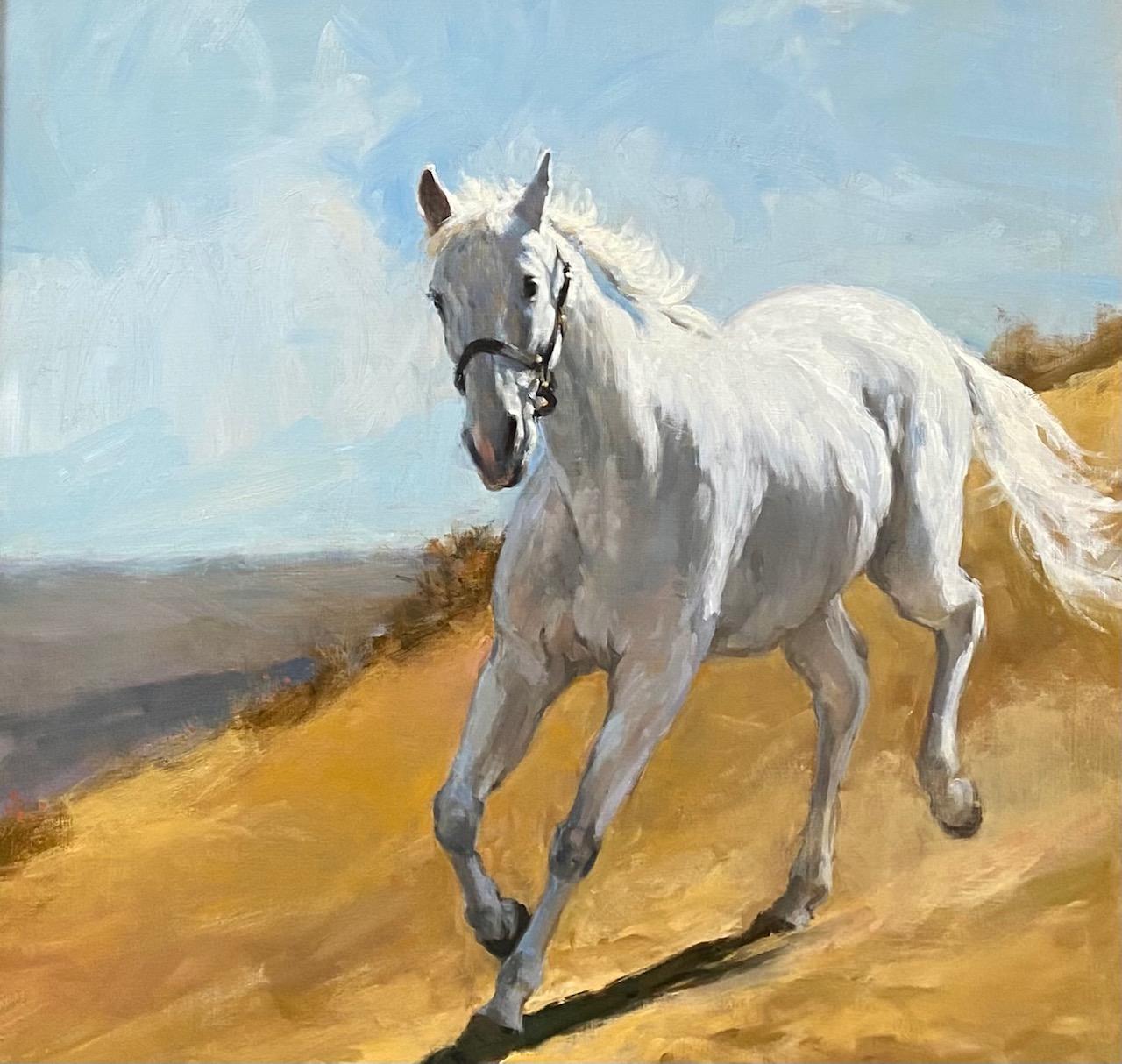 Bearing the Light, original 28x24 realist equestrian landscape For Sale 3