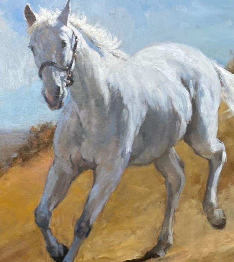Bearing the Light, original 28x24 realist equestrian landscape For Sale 4