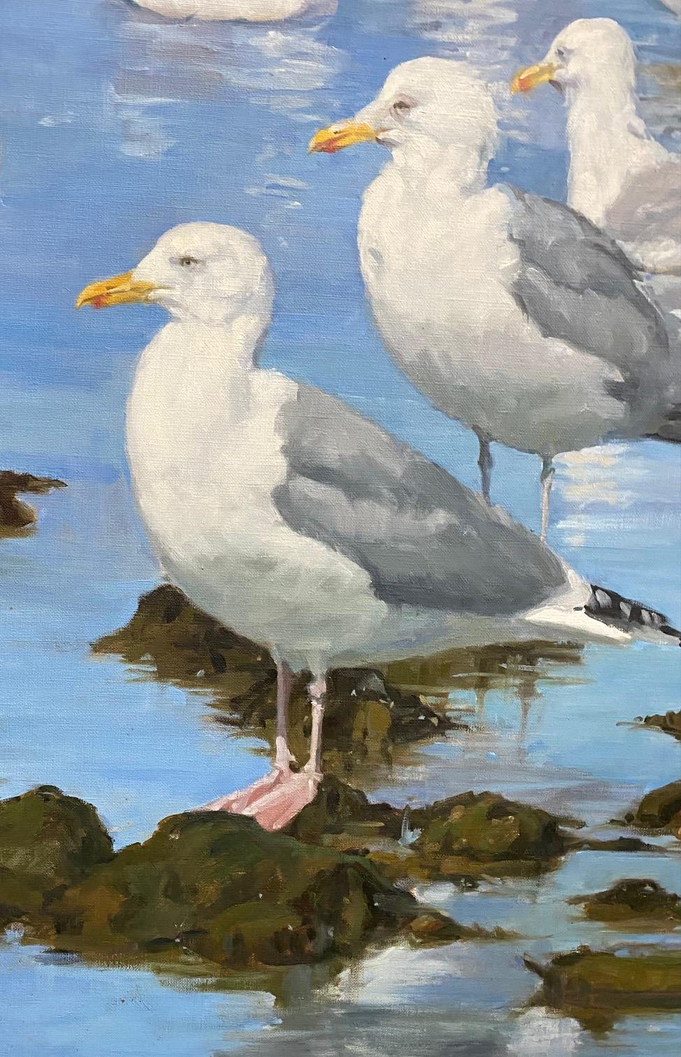 Birds of a Feather, original 30 x 30 realist marine landscape For Sale 1