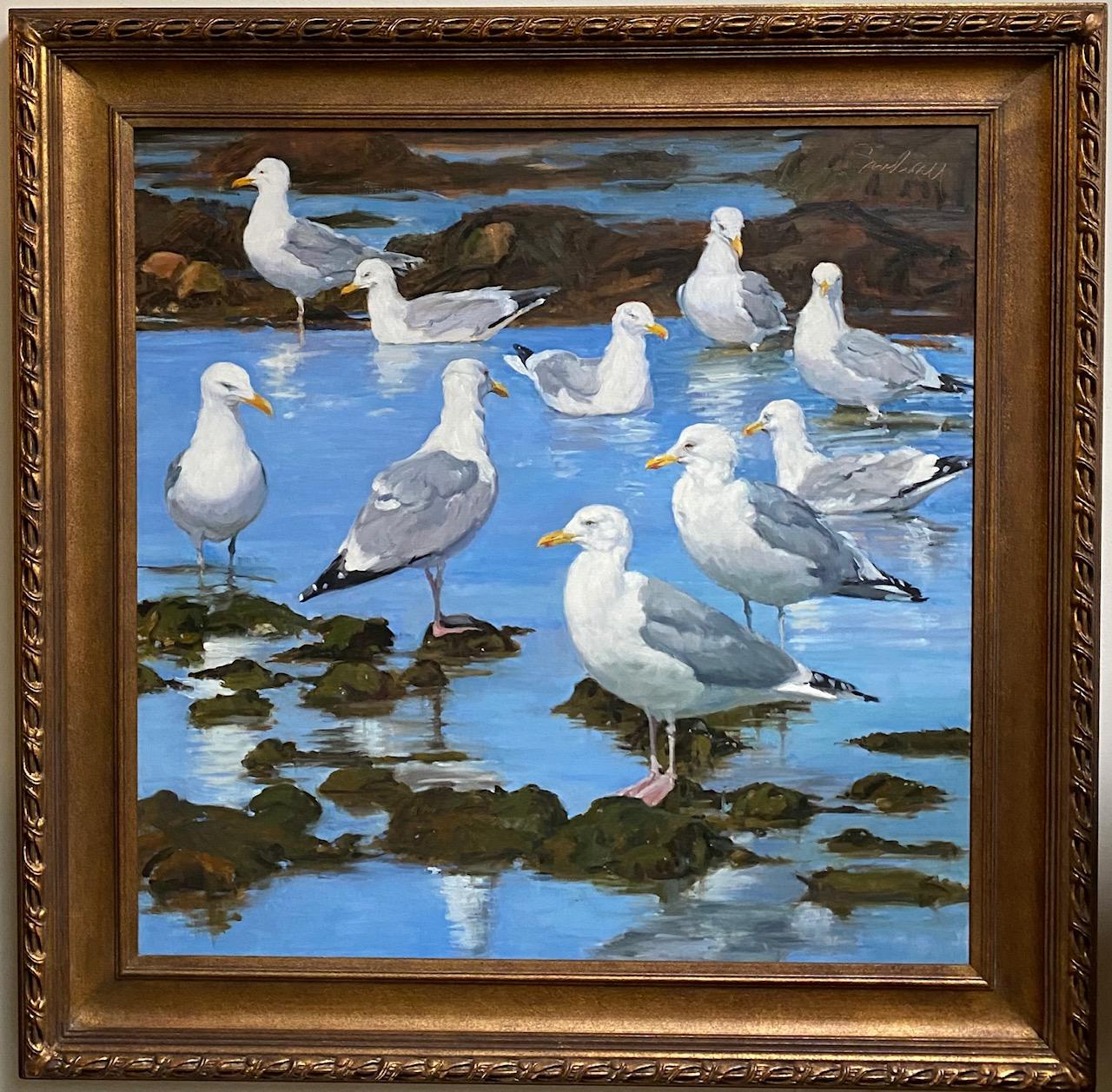 Birds of a Feather, original 30 x 30 realist marine landscape